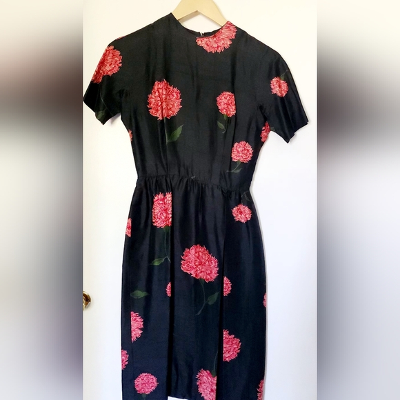 Martha Clyde New York Dresses & Skirts - Vintage Silk Black Floral Print Dress Fashioned by Martha Clyde New York